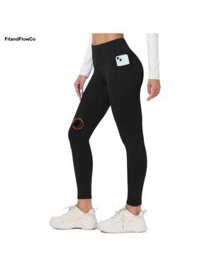 Fleece Lined Thermal Leggings with Pockets High Waist Tummy Control Winter